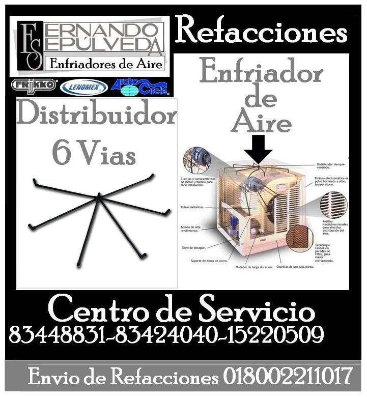 Distribuidor 6 Vías para Aire Lavado o Enfriador de Aire