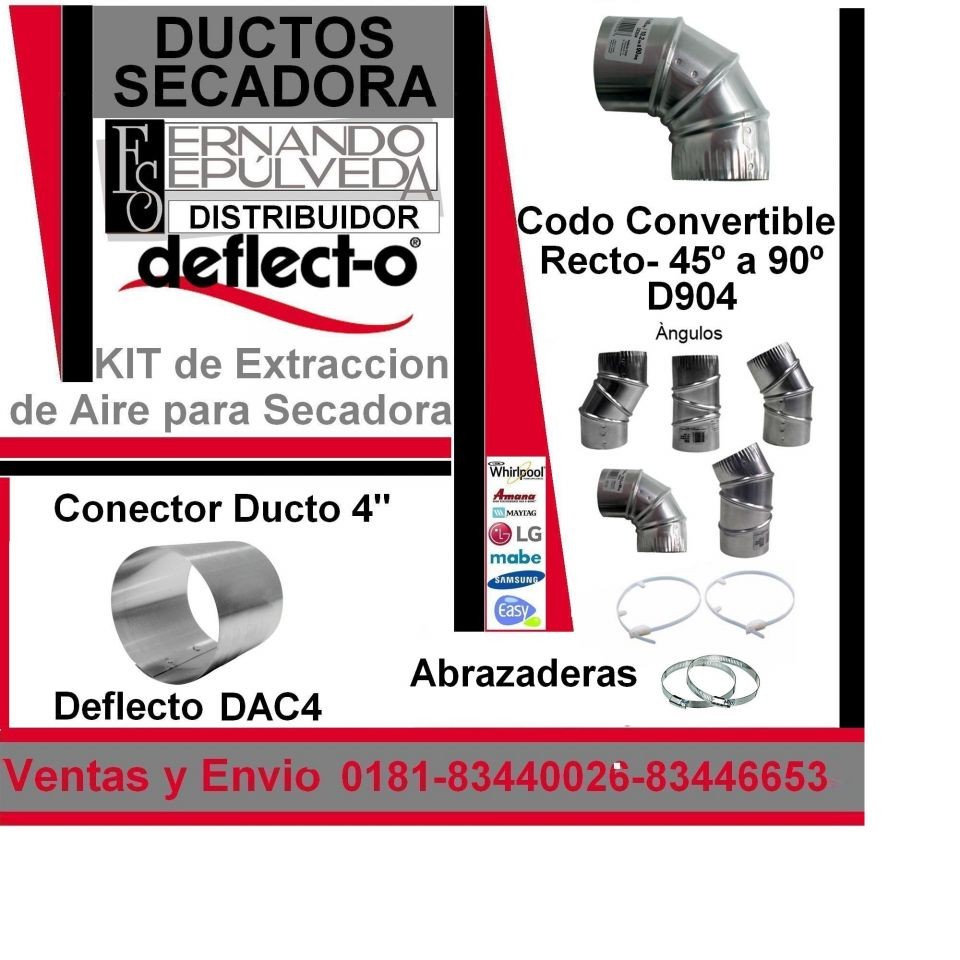 CODOS Y ABRAZADERAS PARA DUCTOS DE VENTILACION DEL AIRE DE SECADORA