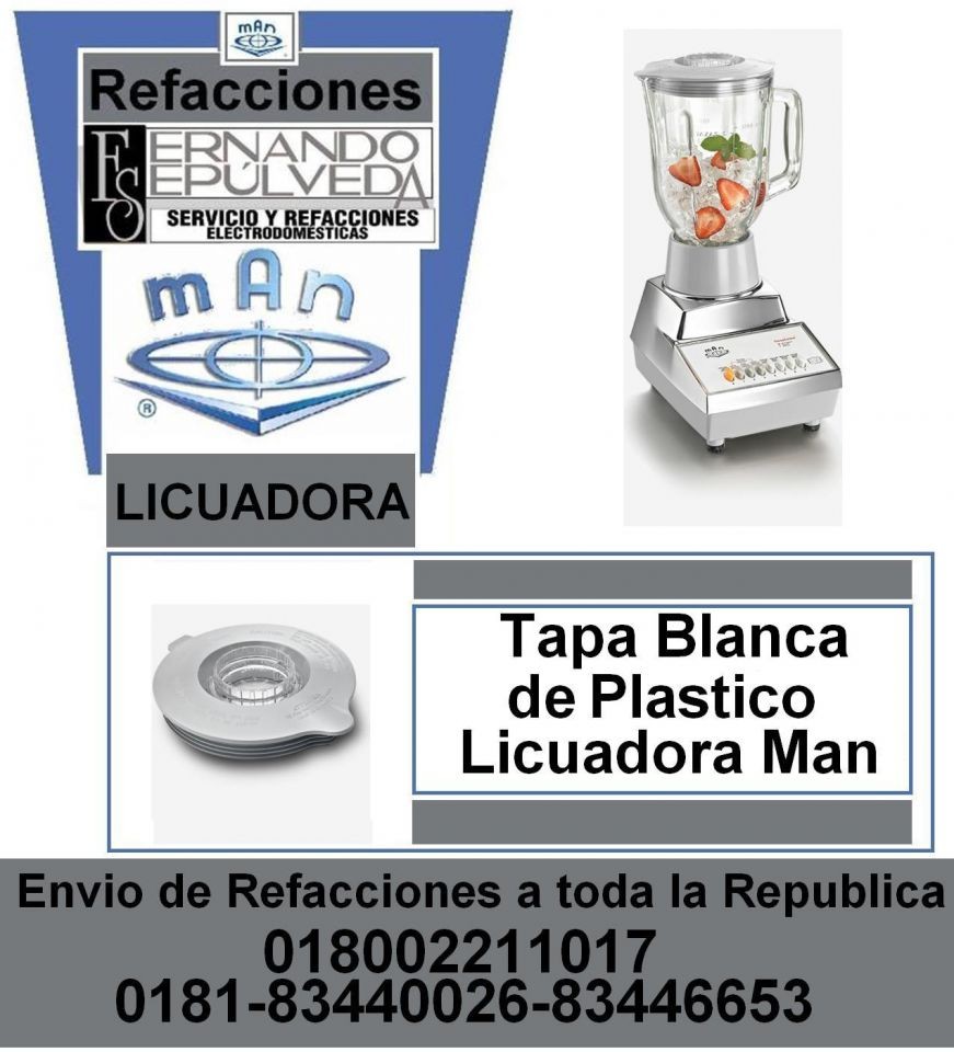 TAPA BLANCA DE PLASTICO DEL VASO DE LICUADORA MAN