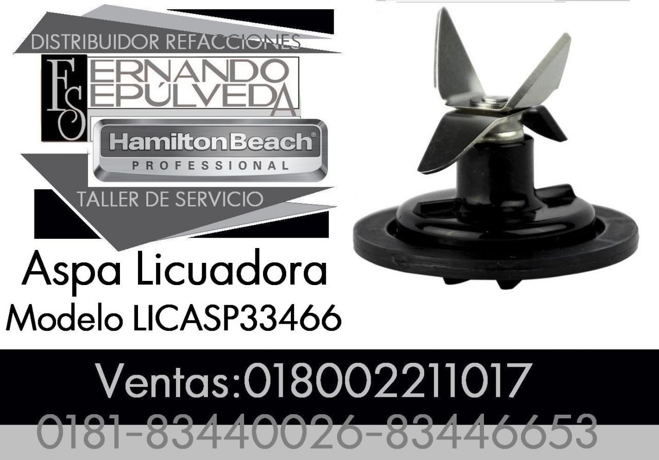ASPA O CUCHILLA DE LICUADORA PARA LA MARCA HAMILTON BEACH STRONG MODELO LICASP33466