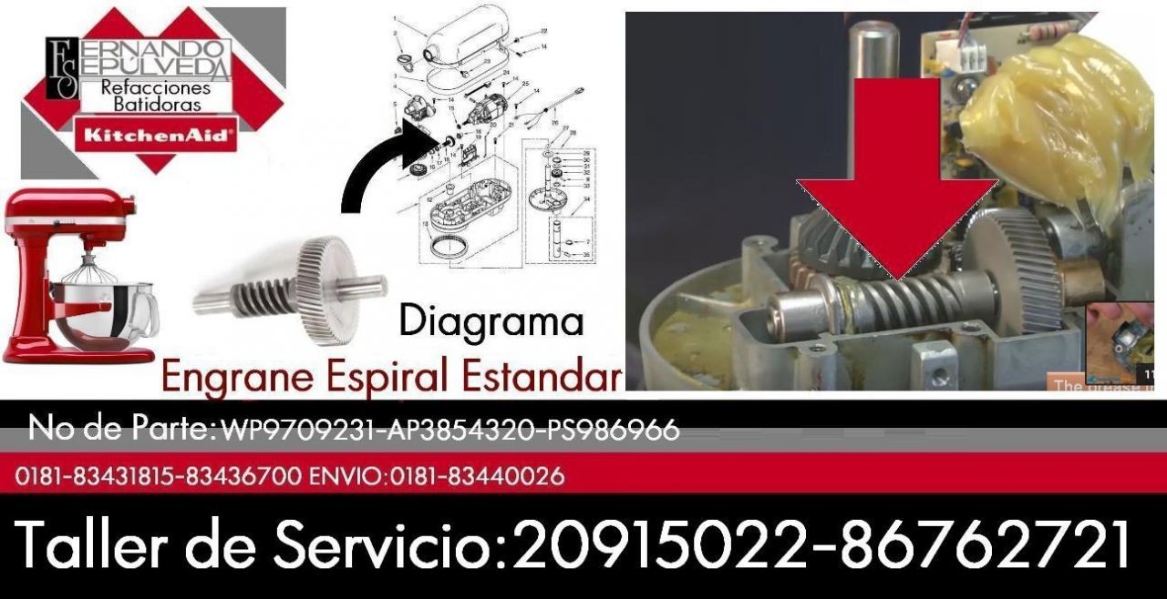 ENGRANE ESPIRAL PARA BATIDORA  KITCHENAID