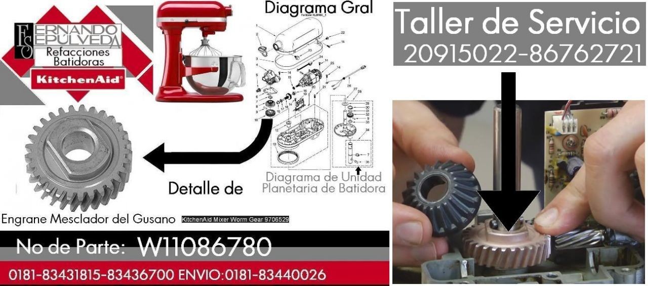 ENGRANE  MEZCLADOR PARA BATIDORA  KITCHENAID