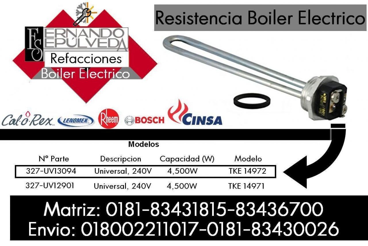 RESISTENCIA PARA BOILER ELECTRICO DE DEPOSITO DE AGUA