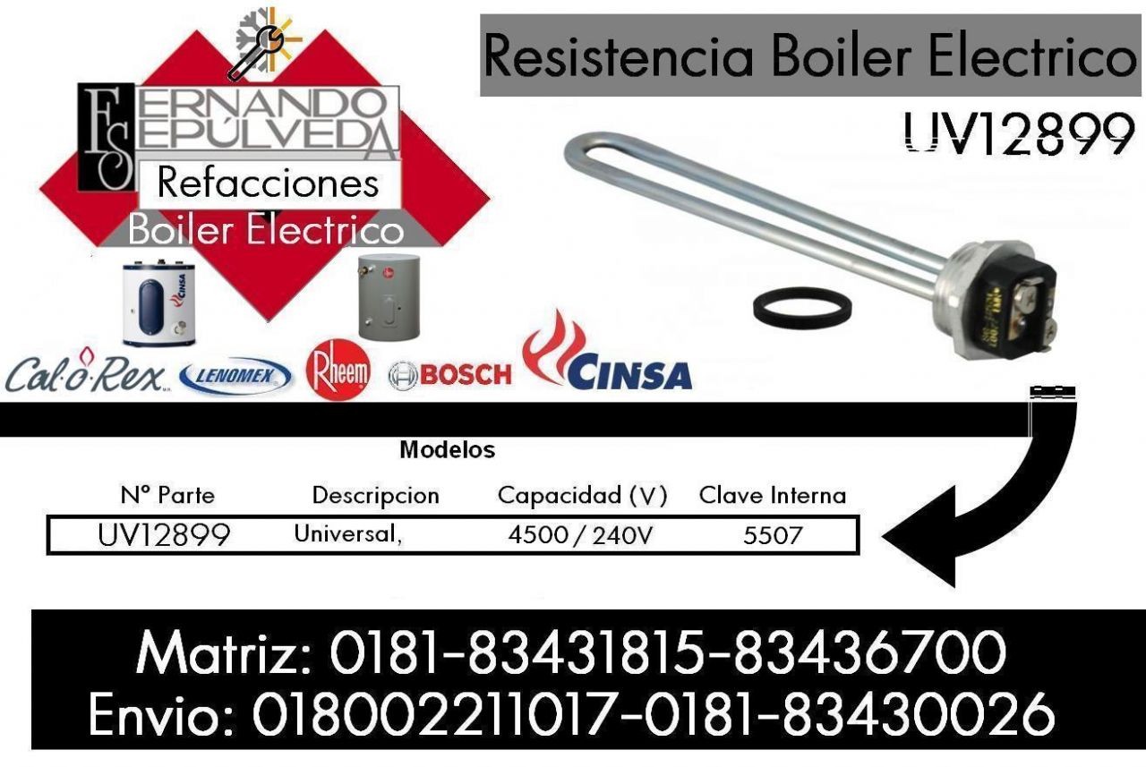 RESISTENCIA PARA BOILER DE AGUA ELÉCTRICO