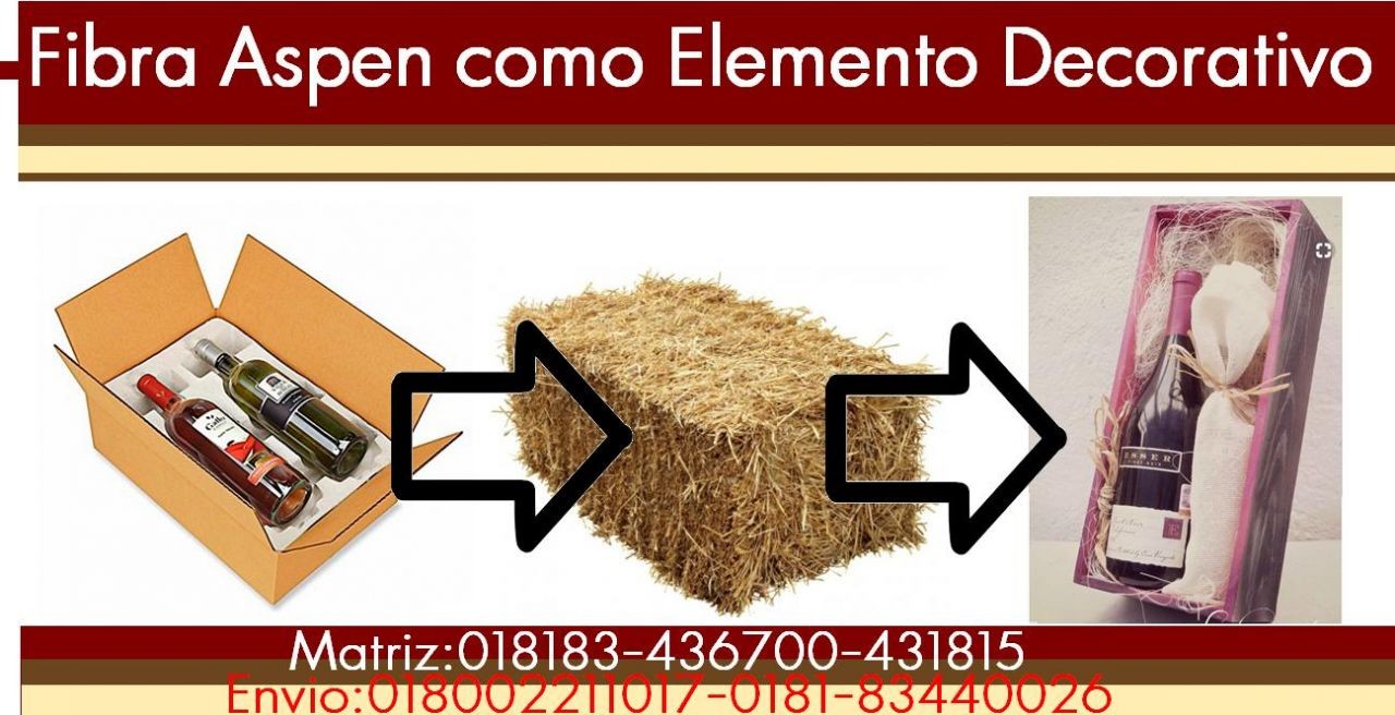 FIBRA O PAJA ASPEN COMO ELEMENTO DECORATIVO EN REGALOS DE VINOS