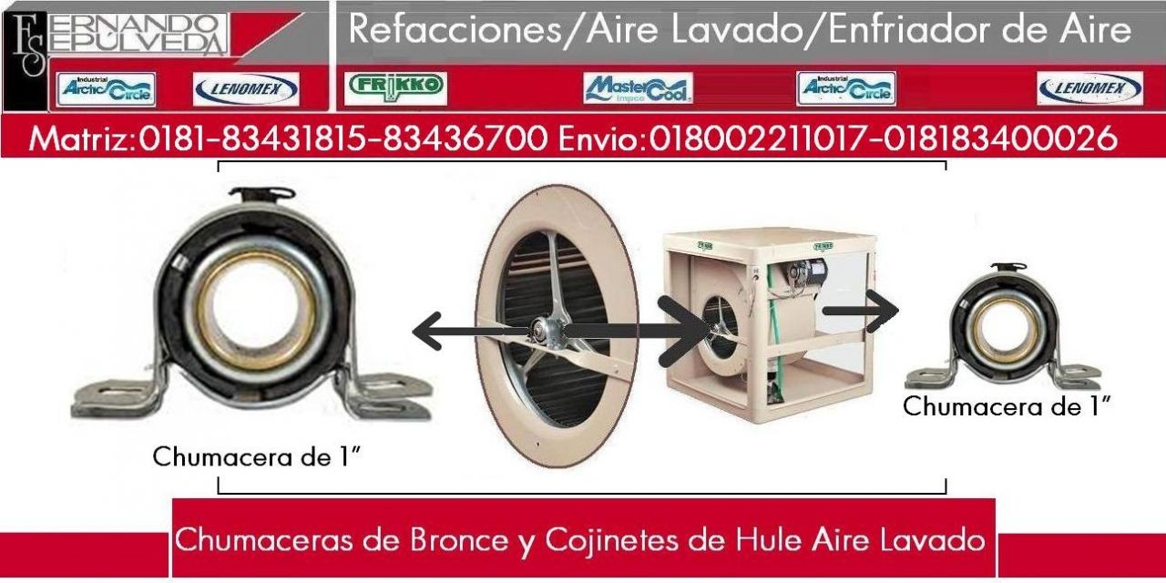 CHUMACERAS 1” PARA AIRE LAVADO O ENFRIADOR DE VENTANA R20-R30-R45-R65-O R28-R38-R48-R68