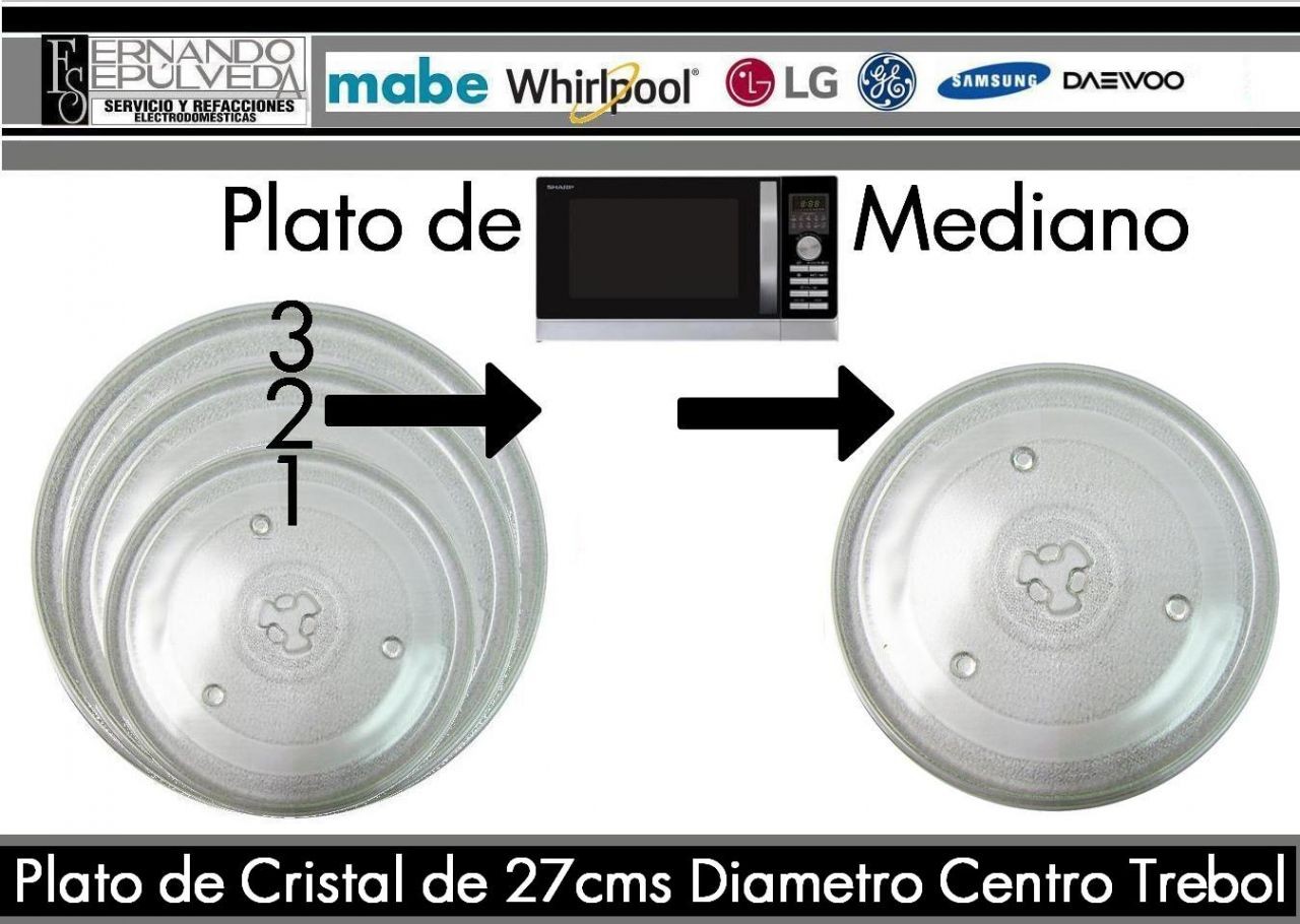 PLATO DE MICROONDAS 27 CMS PARA VARIAS MARCAS Y MODELOS Y CUDADOS BASICOS DE SU EQUIPO