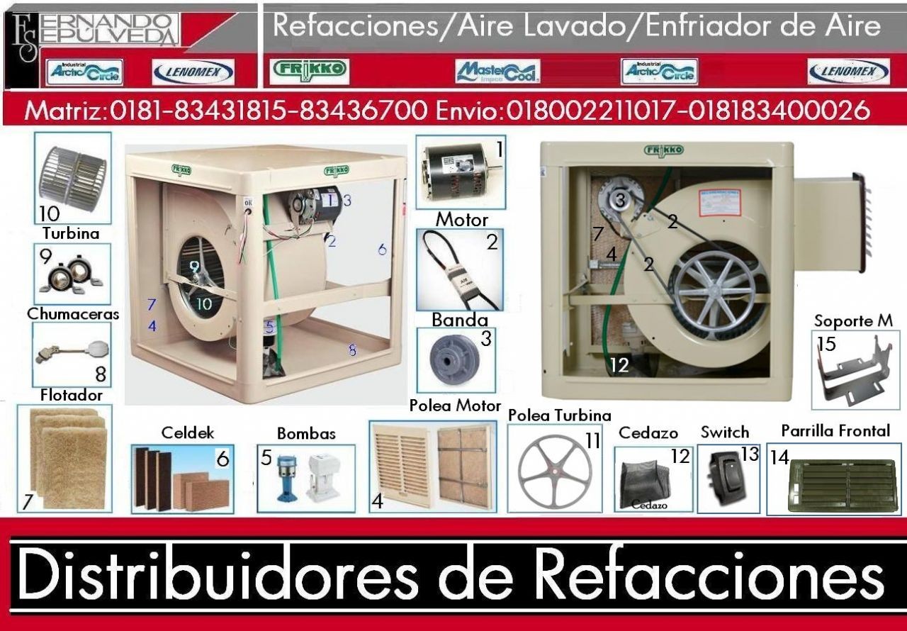 REFACCIONES PARA AIRE LAVADO O ENFRIADOR DE AIRE