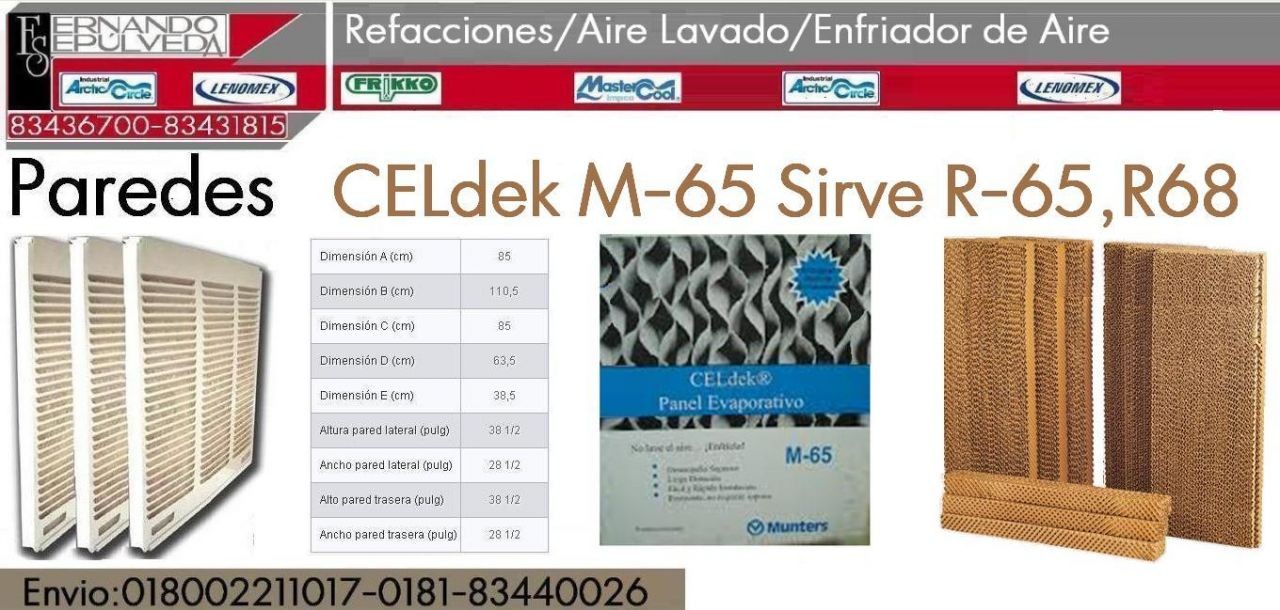 CELDEK M-65 PARA PAREDES DE AIRE LAVADO O ENFRIADOR DE AIRE