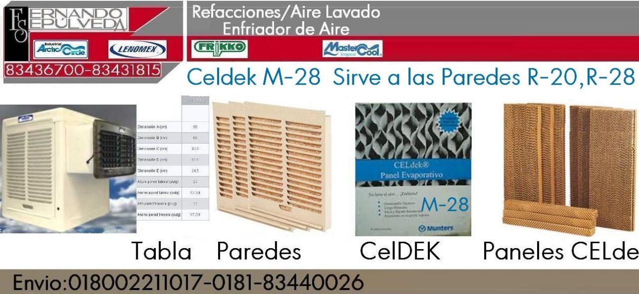 CELDEK M-20 PARA PAREDES DE AIRE LAVADO O ENFRIADOR DE AIRE