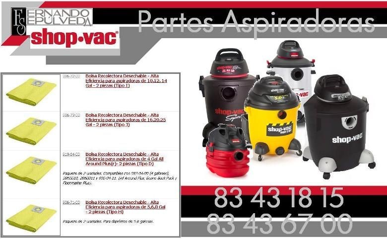 Bolsa de Polvo Aspiradora Shop Vac