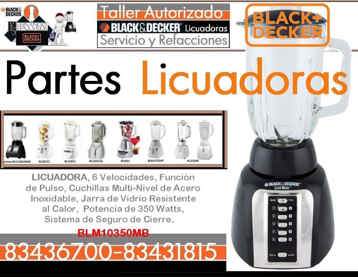 REFACCIONES LICUADORAS BLM10350MB BLACK AND DECKER