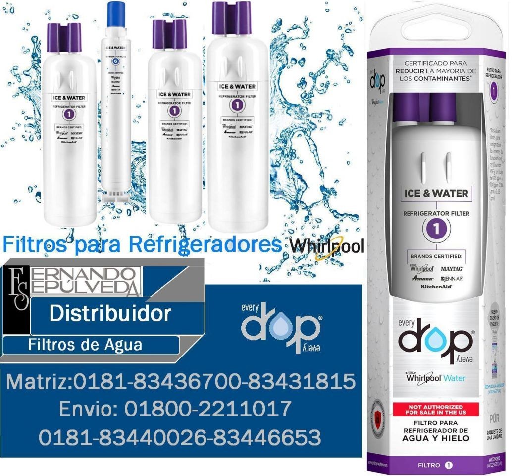FILTRO de agua para Refrigeradores de la Marca Whirlpool Modelo:W10790813