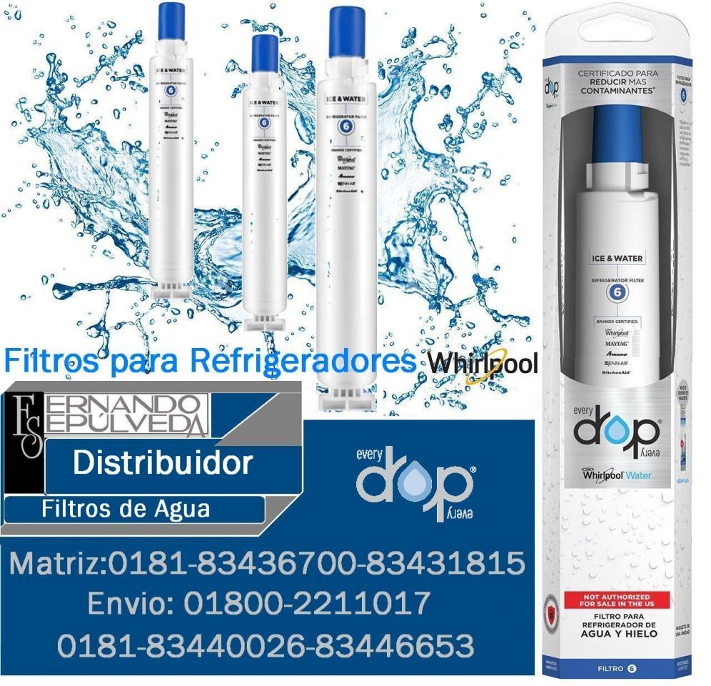 FILTRO de agua para Refrigeradores de la Marca Whirlpool Modelo W10790821