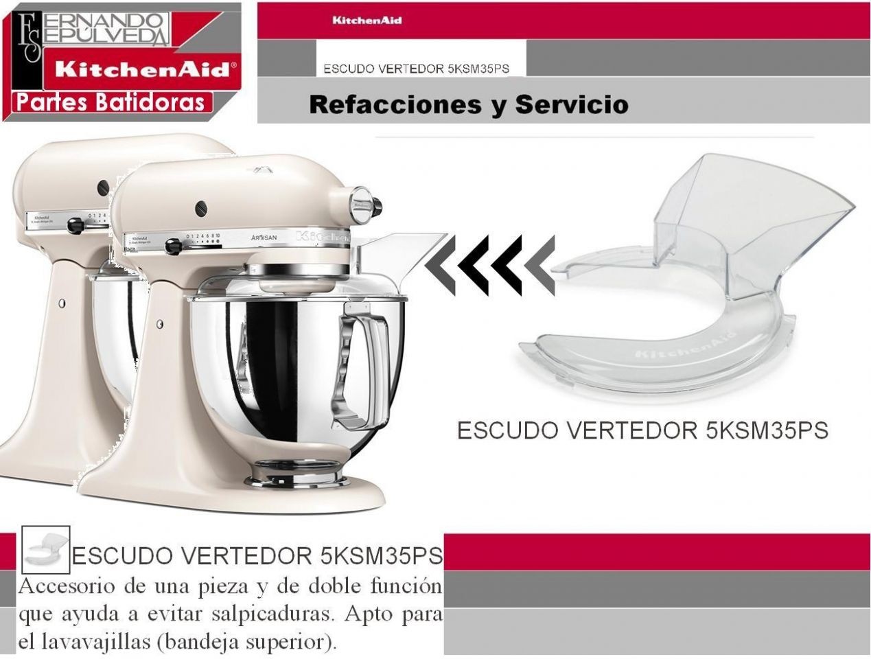 ESCUDO VERTEDOR 5KSM35PS BATIDORA KITCHENAID