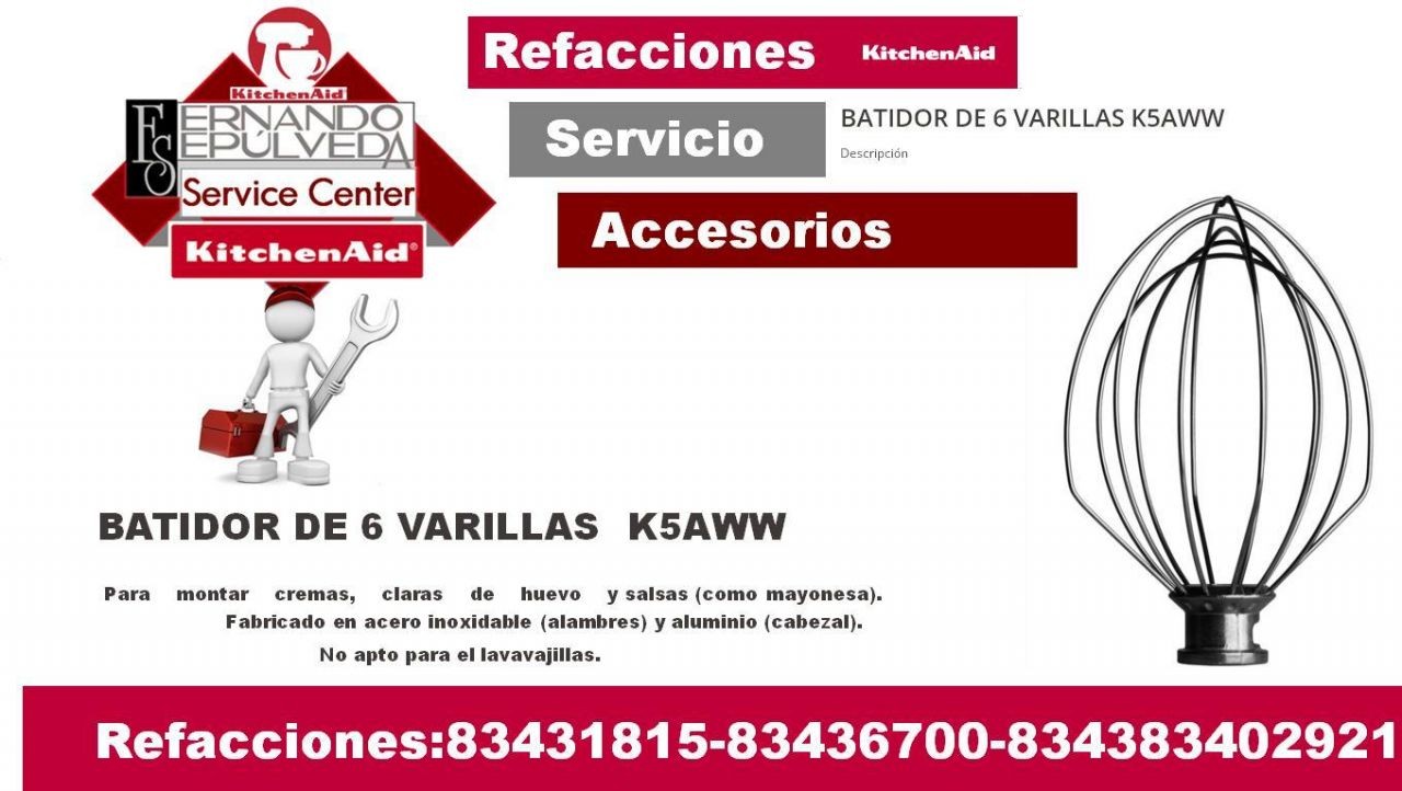 BATIDOR DE 6 VARILLAS K5WW BATIDORA KITCHENAID