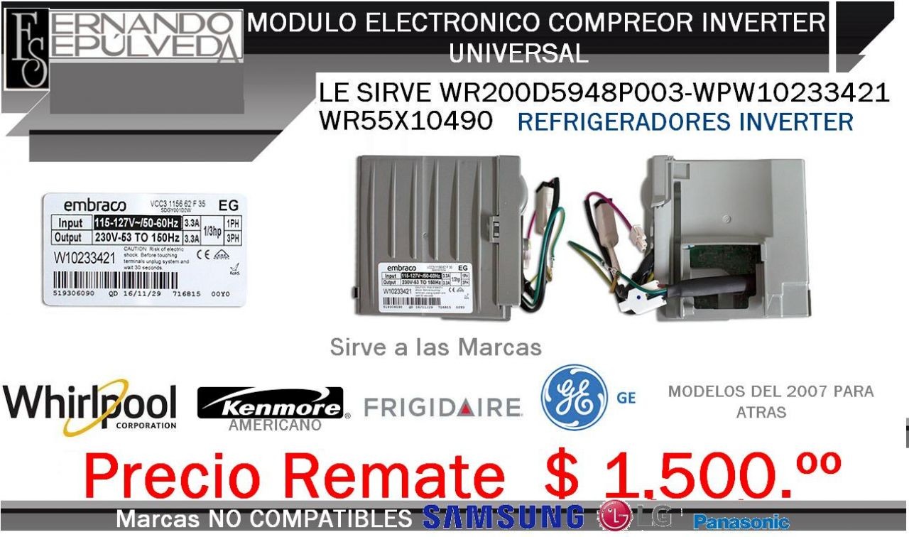 Tarjeta Inverter para Refrigerador.