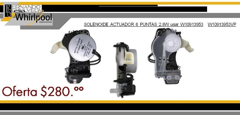 SOLONOIDE ACTUADOR 6 PUNTAS 2.8W LAVADORAS WHIRLPOOL