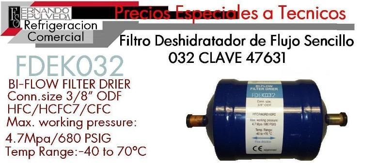 Filtro Deshidratador de Flujo Sencillo